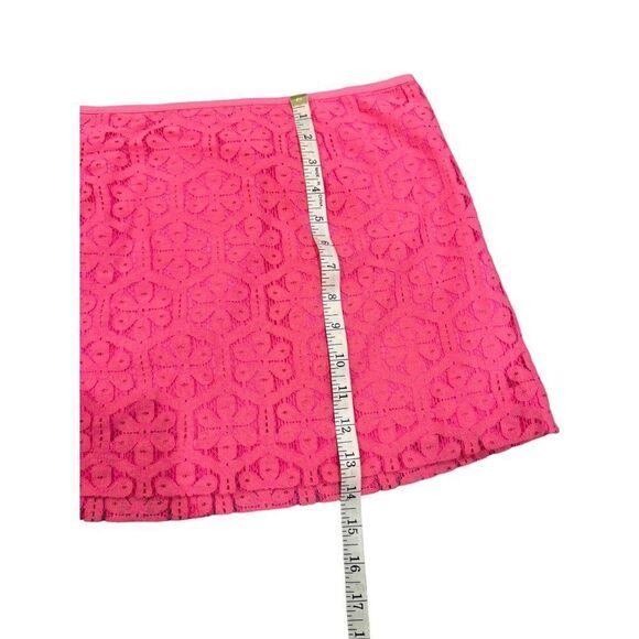 Lilly Pulitzer Pink Lace Overlay Low Rise Mini Skirt Size 8 Pink - Picture 4 of 10